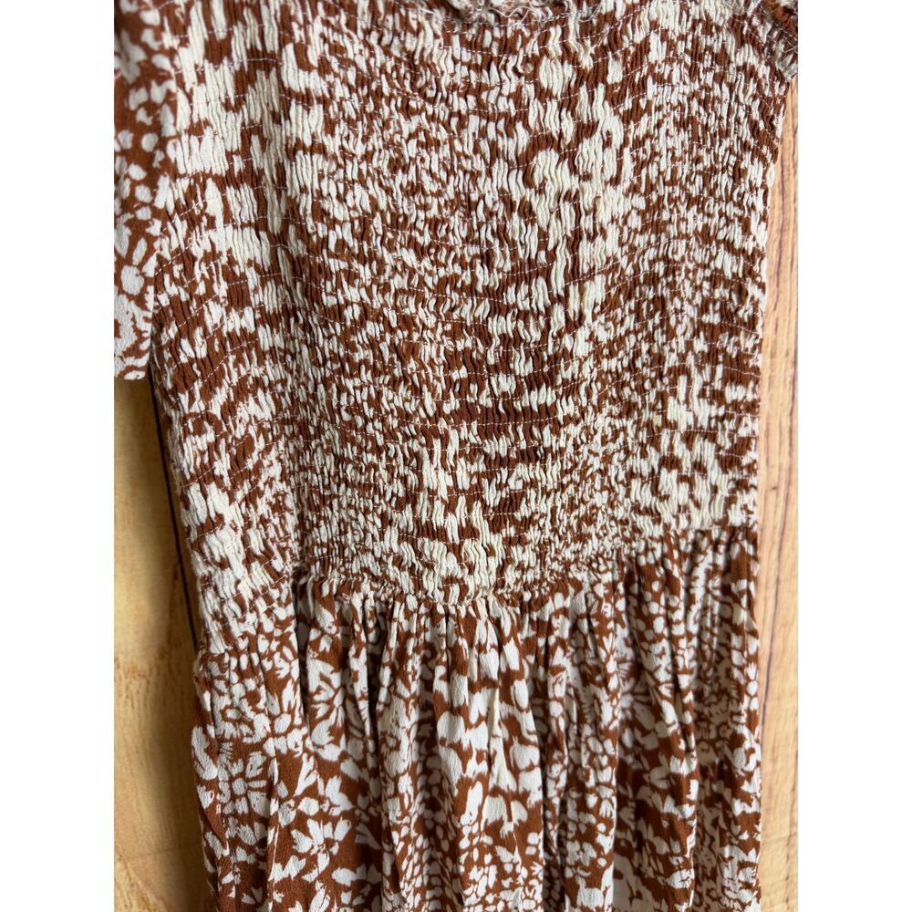 By Together Maxi Dress Ruffle Hem Ruched Top Adjustable Straps Rust Color Size S - Picture 5 of 7